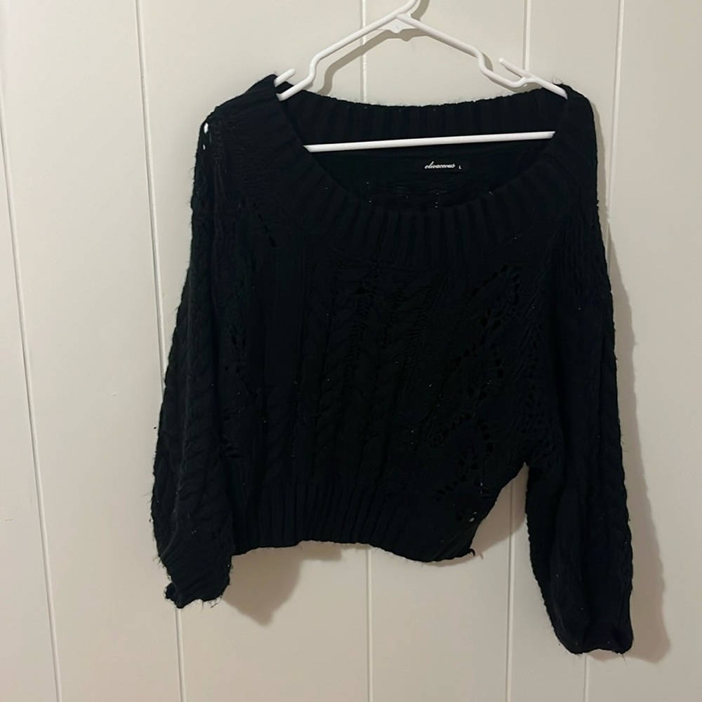 Black Cropped Sweater, off the shoulder